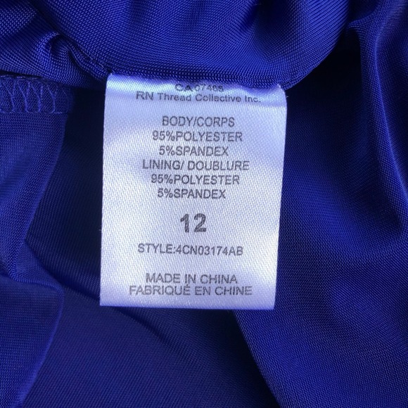 ABS Allen‎ Schwartz Off-Shoulder Capri Blue Cocktail Dress Bell Sleeves 12 - Picture 6 of 16